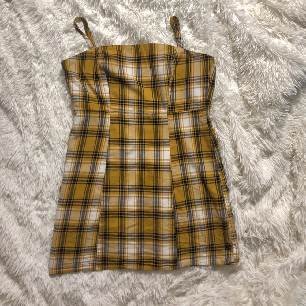 YELLOW PLAID MINI DRESS